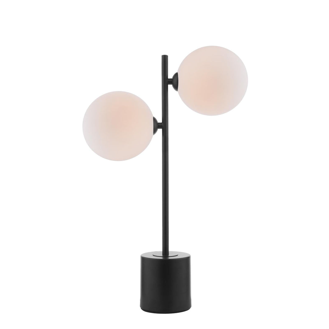 Dar SPI4222-23 Spiral 2 Light Table Lamp Matt Black With Opal Glass