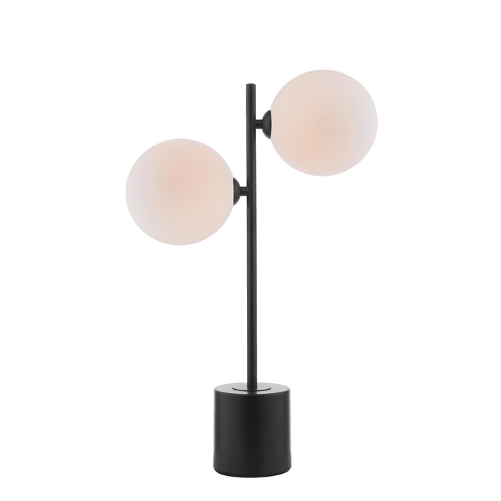 Dar SPI4222-23 Spiral 2 Light Table Lamp Matt Black With Opal Glass