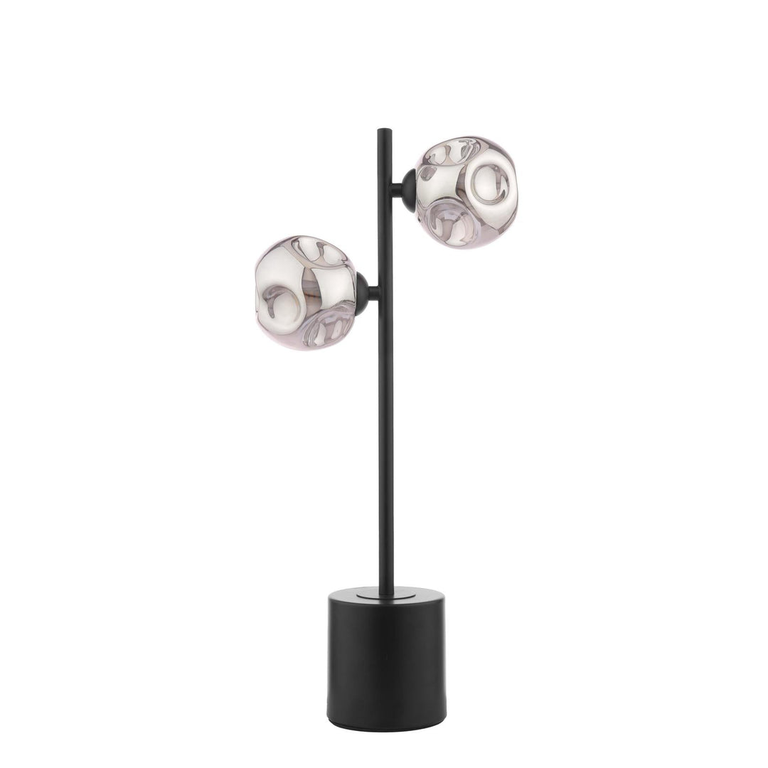 Dar SPI4222-28 Spiral 2 Light Table Lamp Matt Black With Closed Organic Smoked Glass