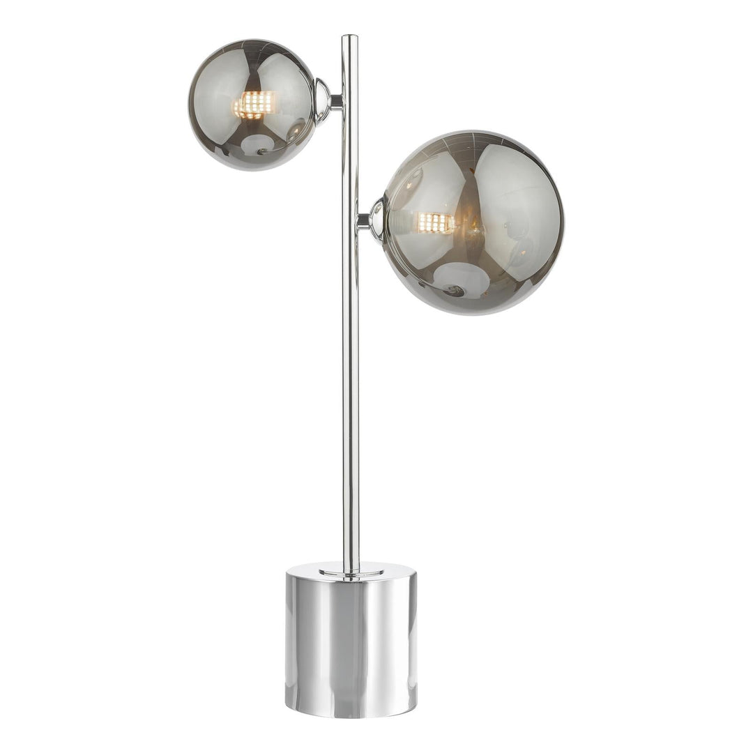 Dar SPI4250-01-24 Spiral 2 Light Table Lamp Polished Chrome and Smoked Glass