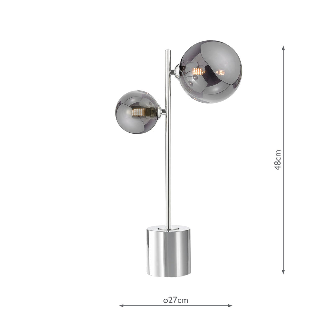 Dar SPI4250-01-24 Spiral 2 Light Table Lamp Polished Chrome and Smoked Glass