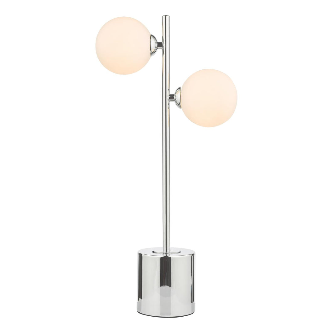 Dar SPI4250-02 Spiral 2 Light Table Lamp Polished Chrome With Opal Glass