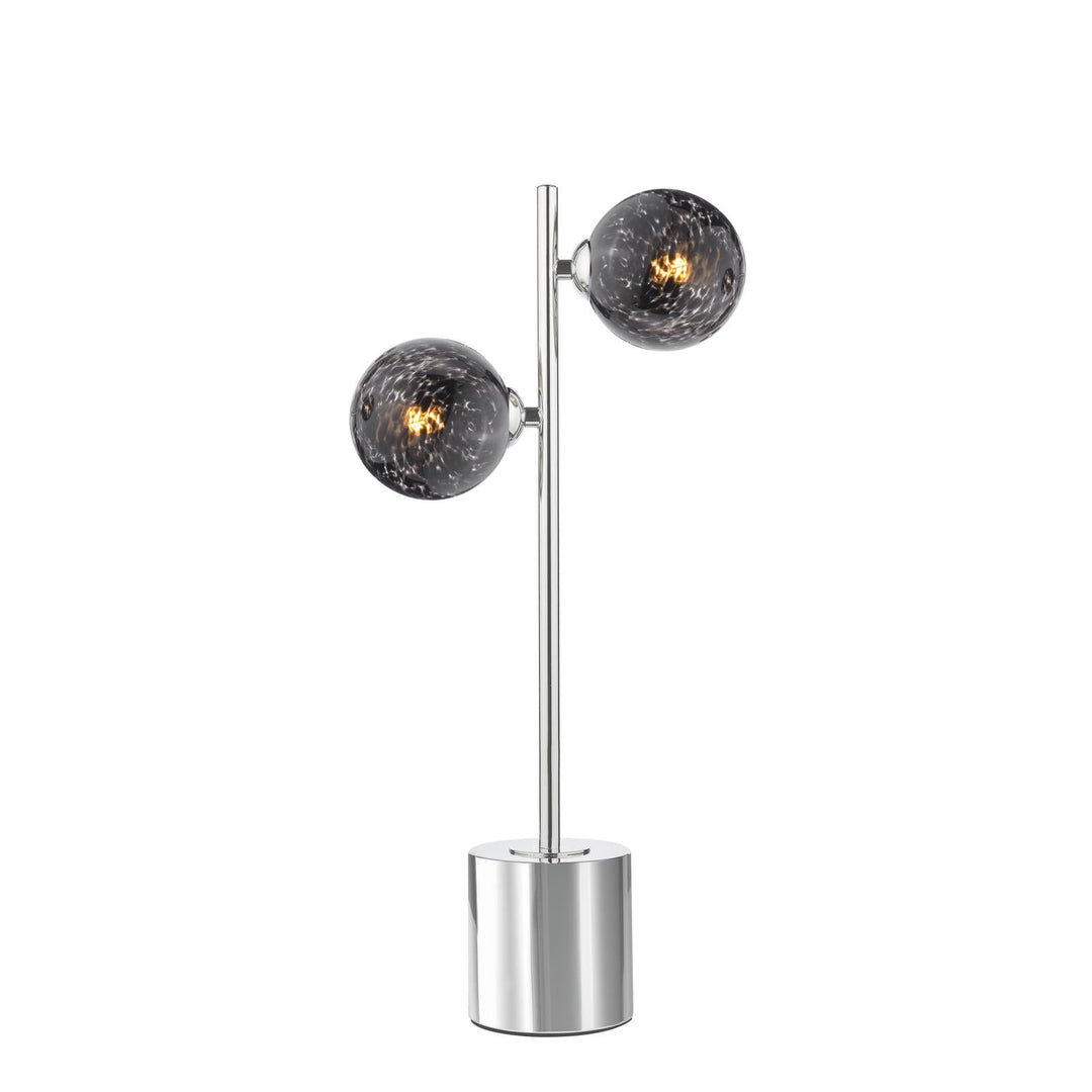 Dar SPI4250-21 Spiral 2 Light Table Lamp Polished Chrome With Black Confetti Glass