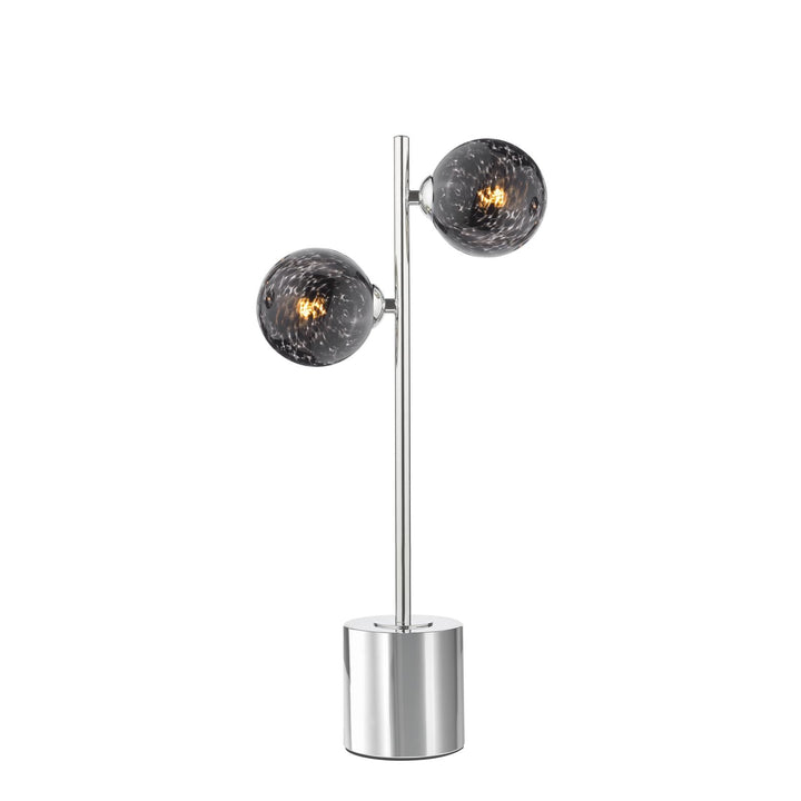 Dar SPI4250-21 Spiral 2 Light Table Lamp Polished Chrome With Black Confetti Glass