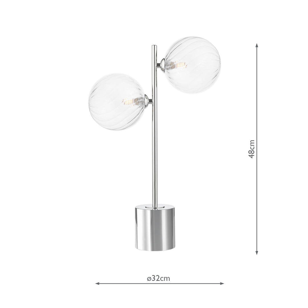 Dar SPI4250-22 Spiral 2 Light Table Lamp Polished Chrome With Closed Glass