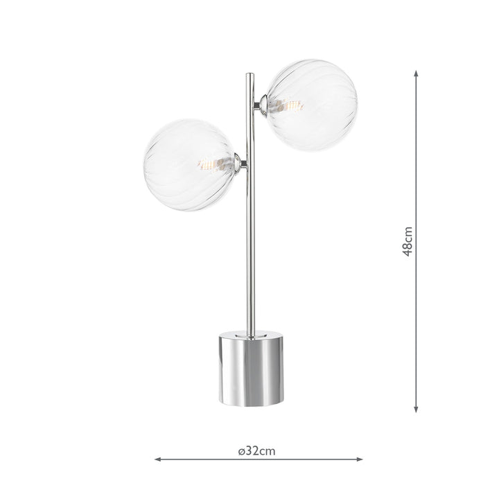 Dar SPI4250-22 Spiral 2 Light Table Lamp Polished Chrome With Closed Glass