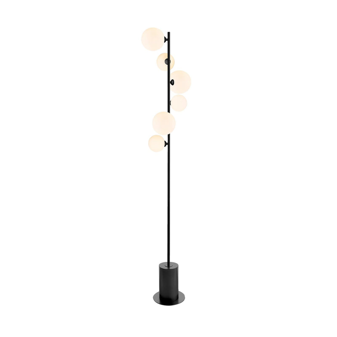 Dar SPI4922-02-23 Spiral 6 Light Floor Lamp Matt Black and Opal Glass