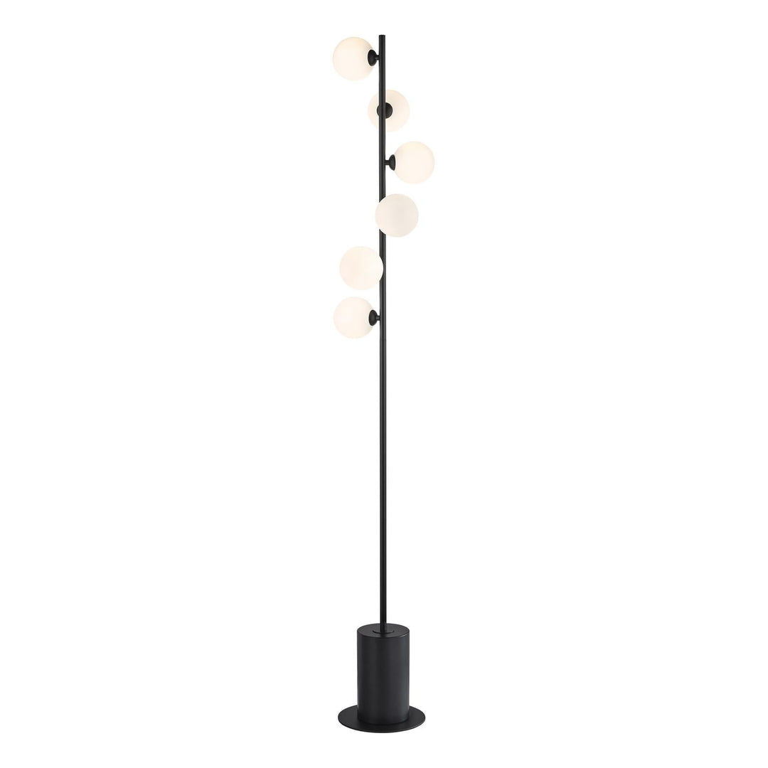 Dar SPI4922-02 Spiral 6 Light Floor Lamp Matt Black With Opal Glass