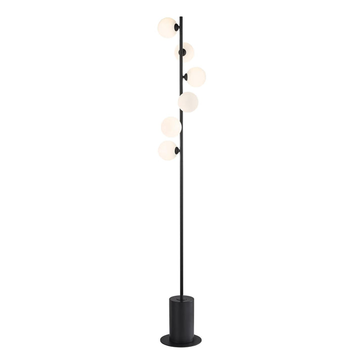 Dar SPI4922-02 Spiral 6 Light Floor Lamp Matt Black With Opal Glass