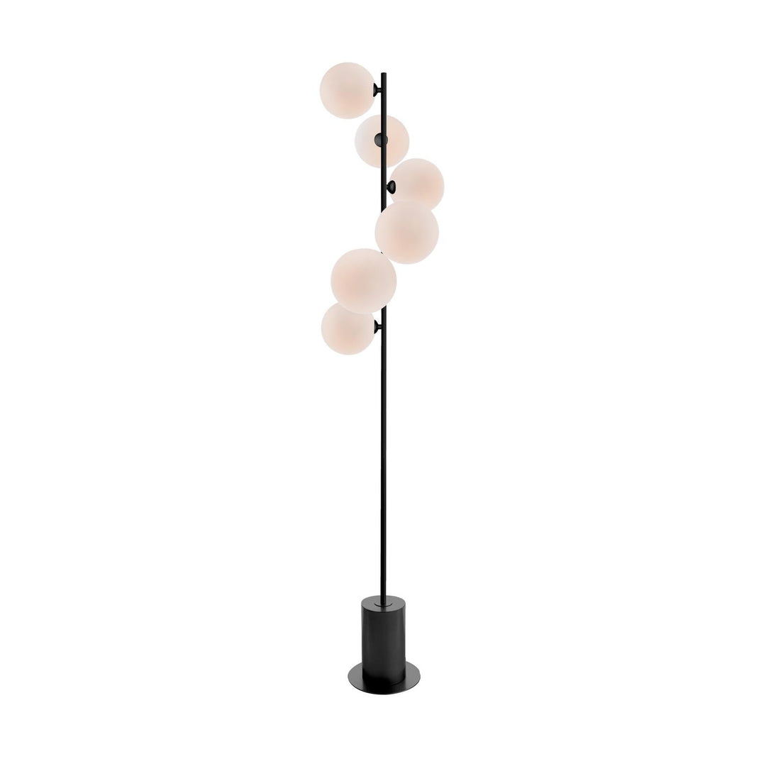 Dar SPI4922-23 Spiral 6 Light Floor Lamp Matt Black With Opal Glass