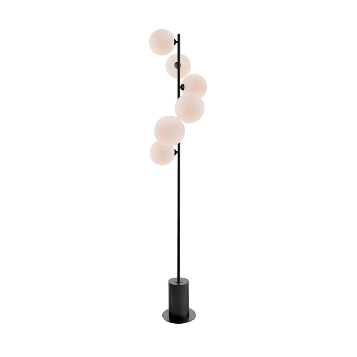 Dar SPI4922-23 Spiral 6 Light Floor Lamp Matt Black With Opal Glass
