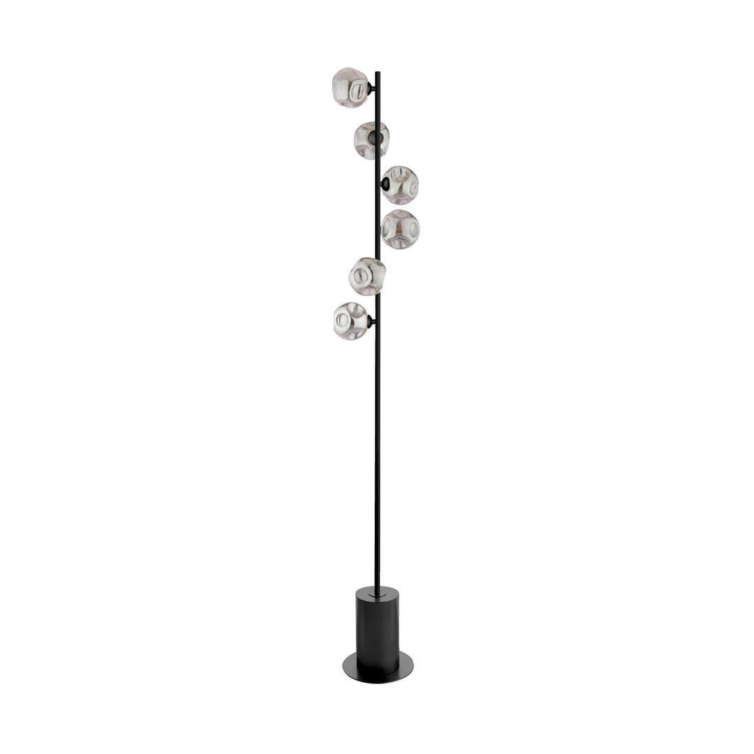 Dar SPI4922-28 Spiral 6 Light Floor Lamp Matt Black With Closed Organic Smoked Glass