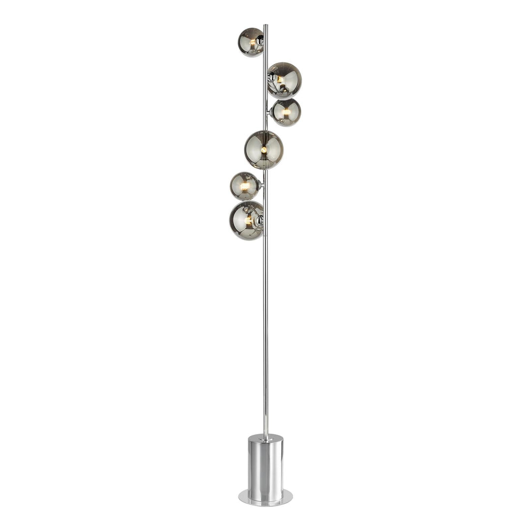 Dar SPI4950-01-24 Spiral 6 Light Floor Lamp Polished Chrome and Smoked Glass