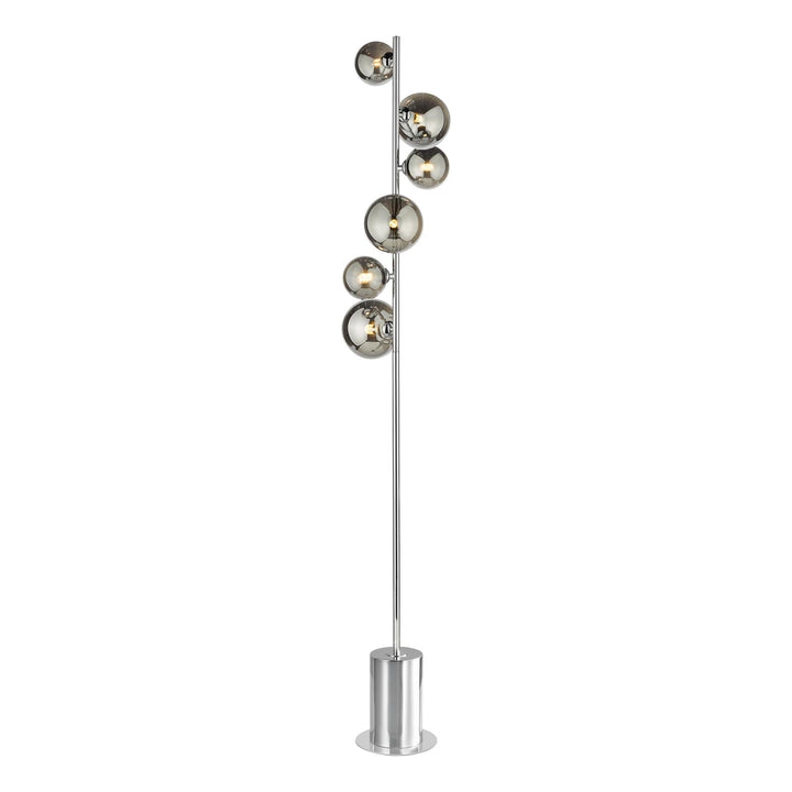 Dar SPI4950-01-24 Spiral 6 Light Floor Lamp Polished Chrome and Smoked Glass