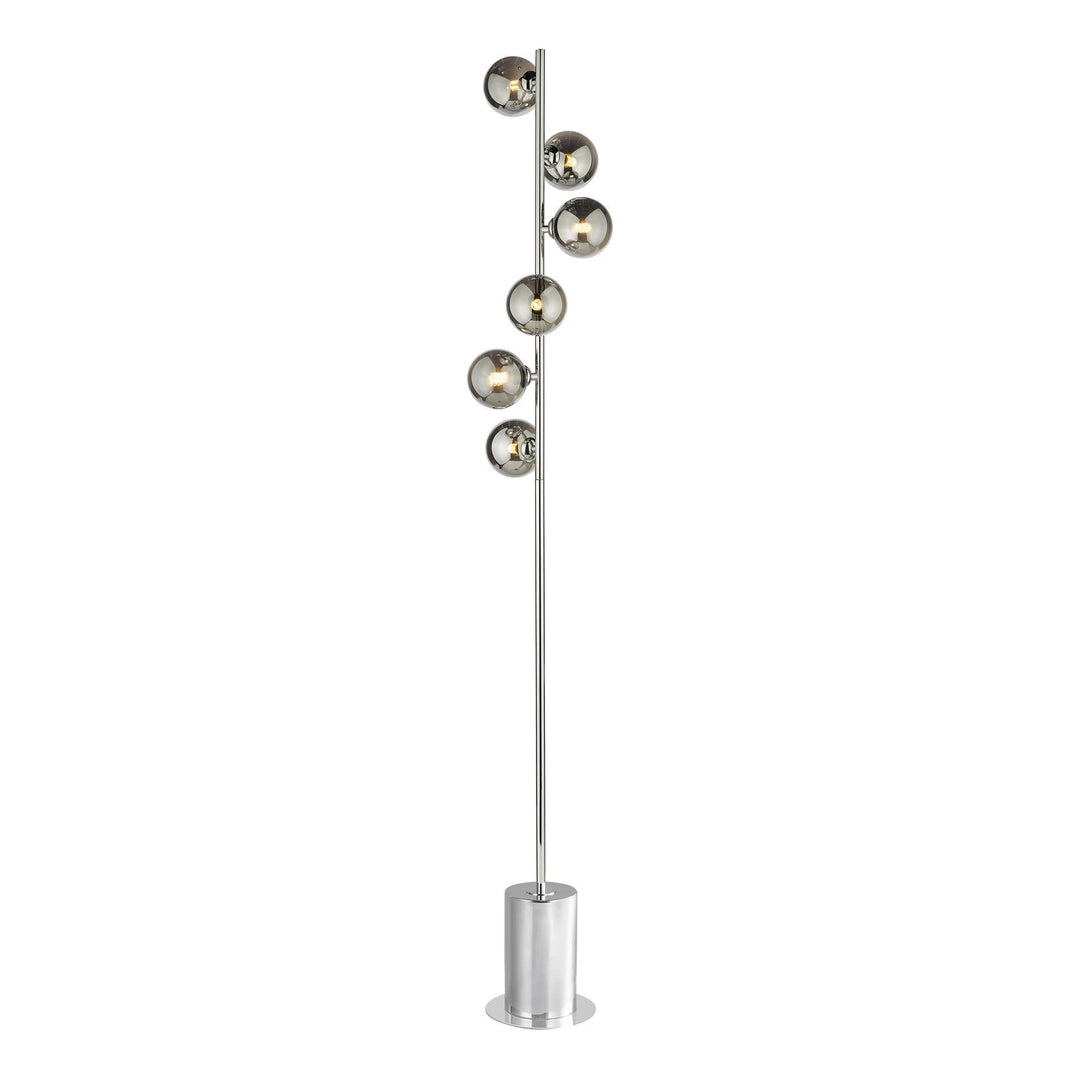 Dar SPI4950-01 Spiral 6 Light Floor Lamp Polished Chrome With Smoked Glass