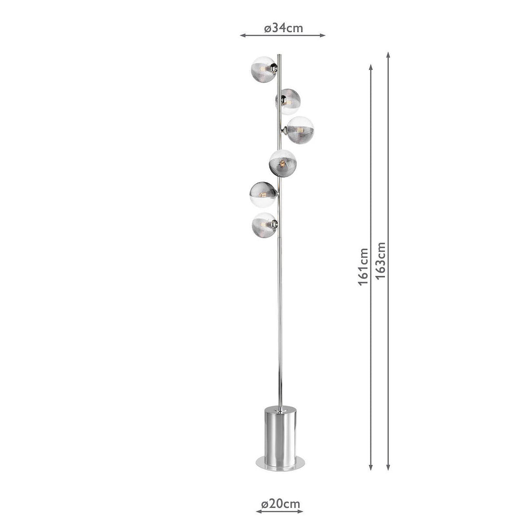 Dar SPI4950-F Spiral 6 Light Floor Lamp Polished Chrome Base Only (S)