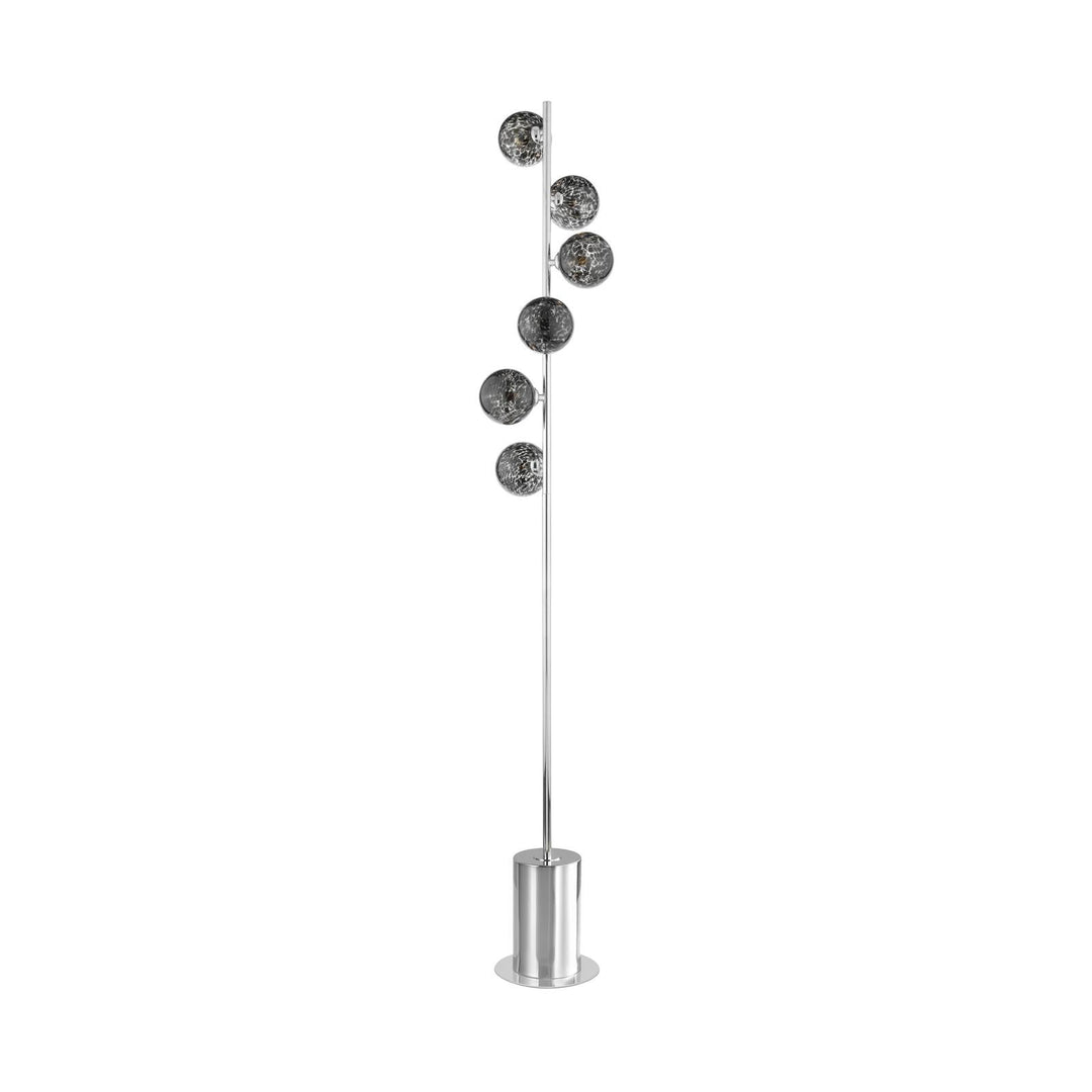 Dar SPI4950-21 Spiral 6 Light Floor Lamp Polished Chrome With Black Confetti Glass