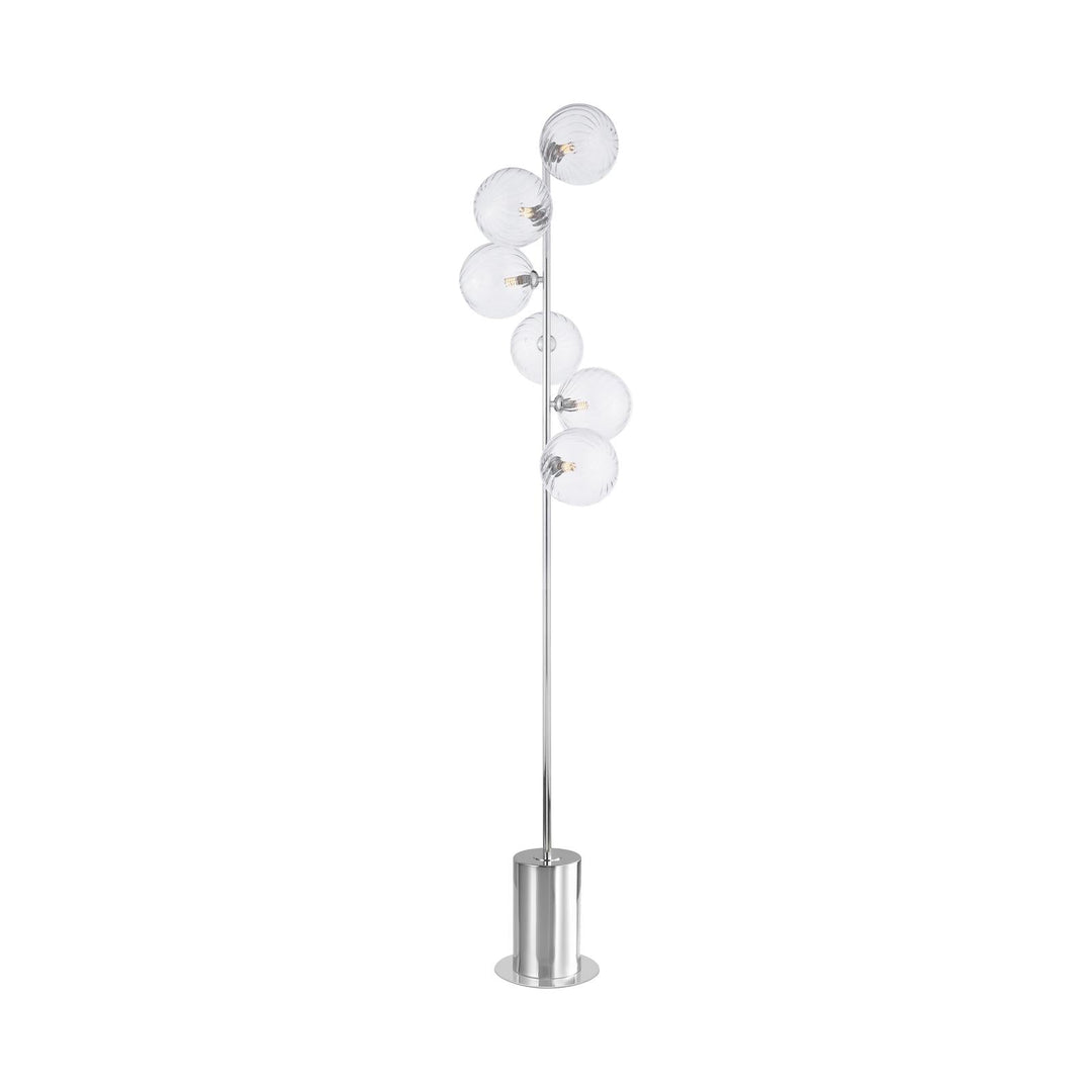 Dar SPI4950-22 Spiral 6 Light Floor Lamp Polished Chrome With Closed Glass