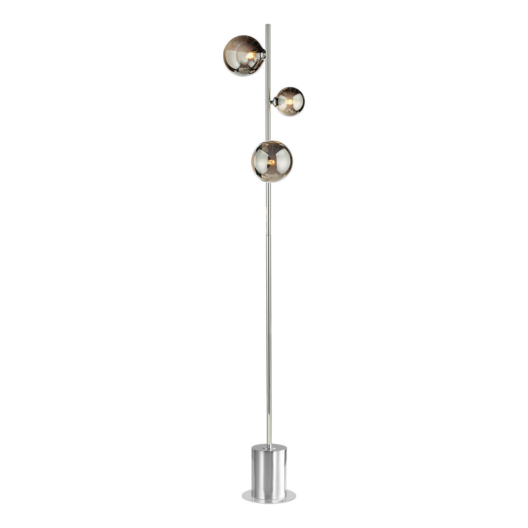 Dar SPI5550-01-24 Spiral 3 Light Floor Lamp Polished Chrome and Smoked Glass