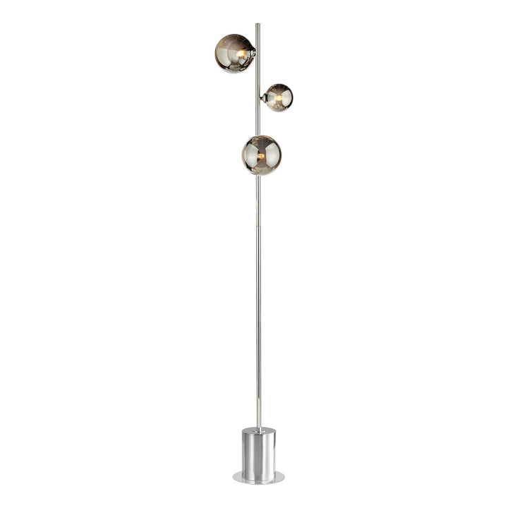 Dar SPI5550-01-24 Spiral 3 Light Floor Lamp Polished Chrome and Smoked Glass