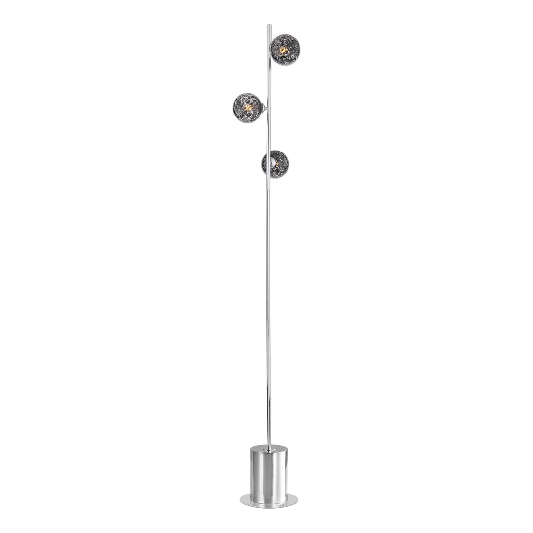 Dar SPI5550-21 Spiral 3 Light Floor Lamp Polished Chrome With Black Confetti Glass