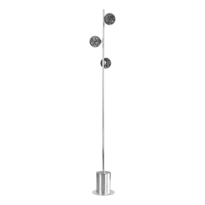 Dar SPI5550-21 Spiral 3 Light Floor Lamp Polished Chrome With Black Confetti Glass