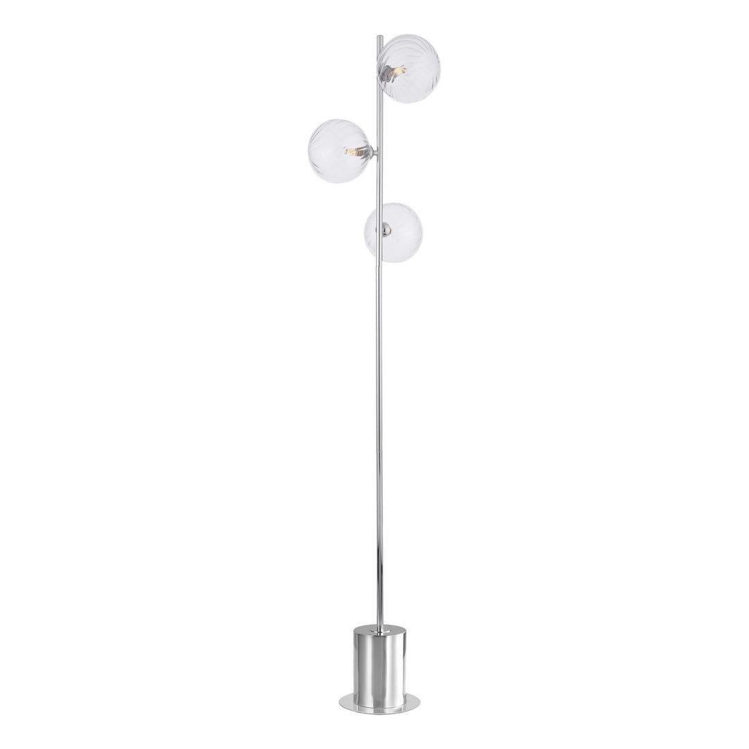 Dar SPI5550-22 Spiral 3 Light Floor Lamp Polished Chrome With Closed Glass