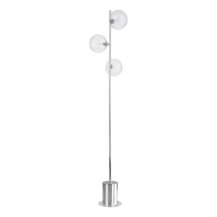 Dar SPI5550-22 Spiral 3 Light Floor Lamp Polished Chrome With Closed Glass
