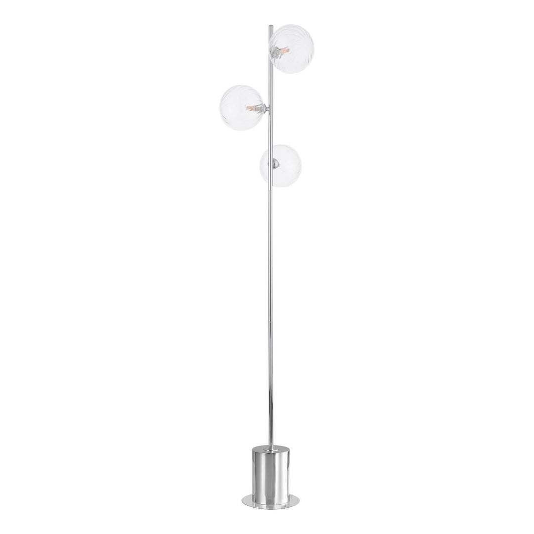 Dar SPI5550-22 Spiral 3 Light Floor Lamp Polished Chrome With Closed Glass