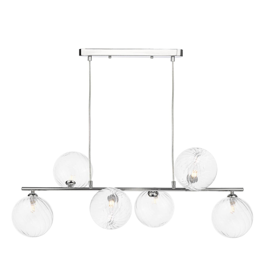 Dar SPI6450-22 Spiral 6 Light Bar Pendant Polished Chrome With Closed Glass