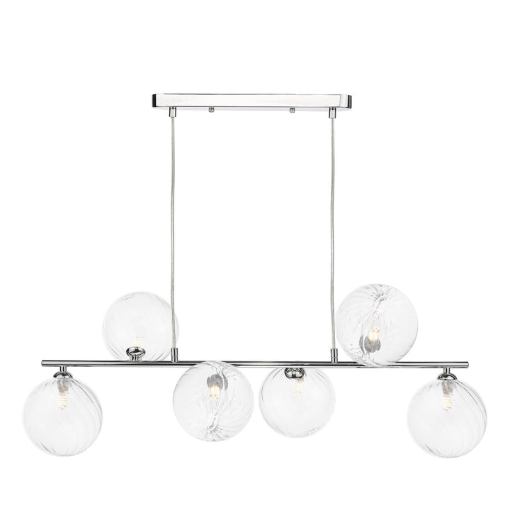 Dar SPI6450-22 Spiral 6 Light Bar Pendant Polished Chrome With Closed Glass