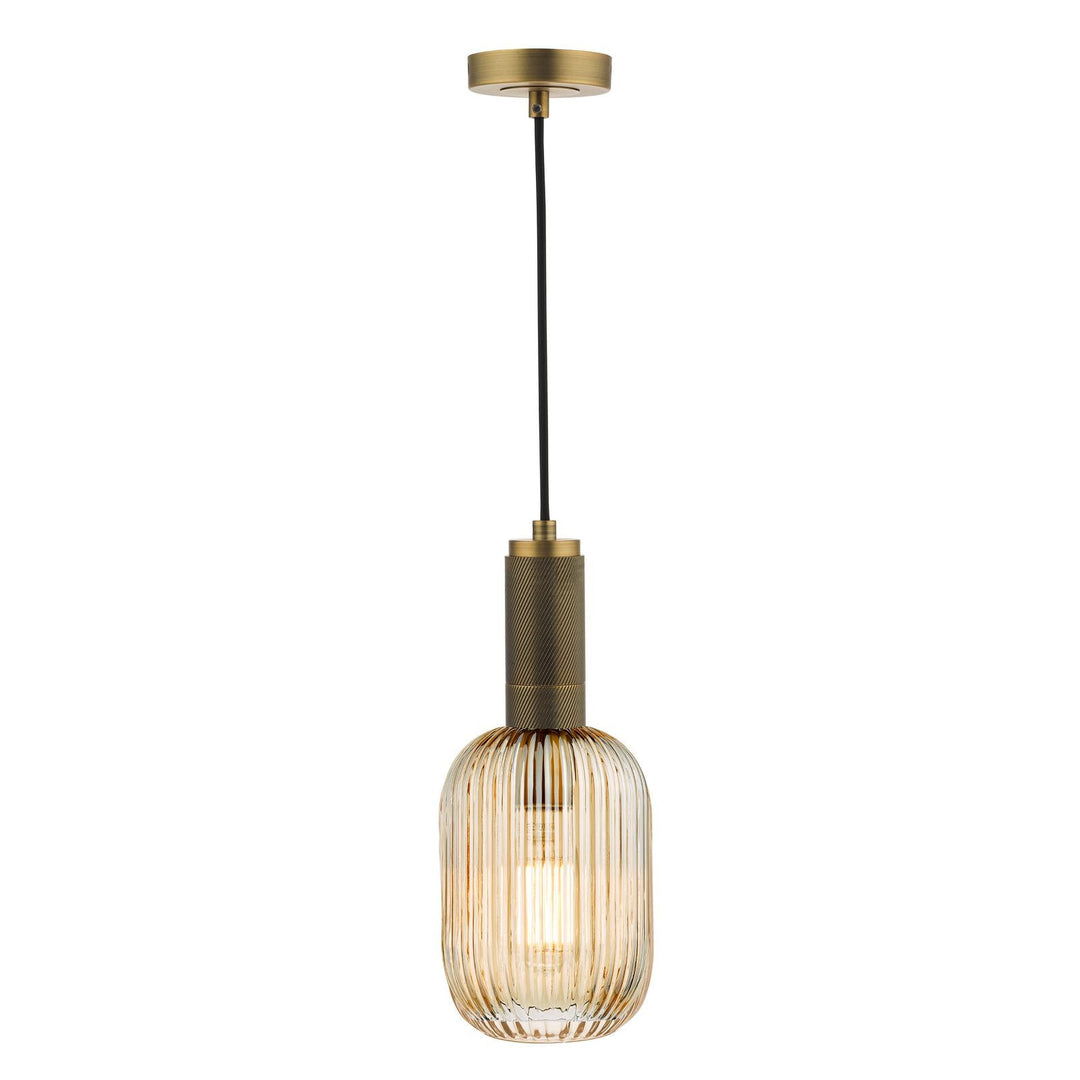 Dar SPK0140 1 Light E27 Suspension Knurled Brass