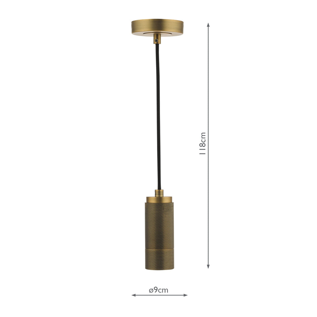 Dar SPK0140 1 Light E27 Suspension Knurled Brass