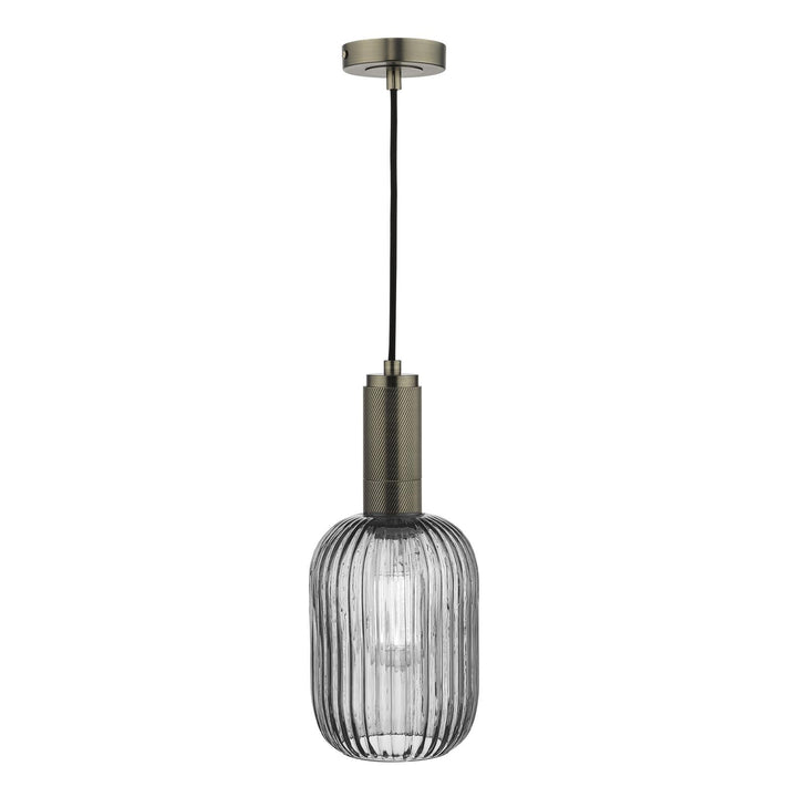 Dar SPK0167 1 Light E27 Suspension Knurled Antique Chrome