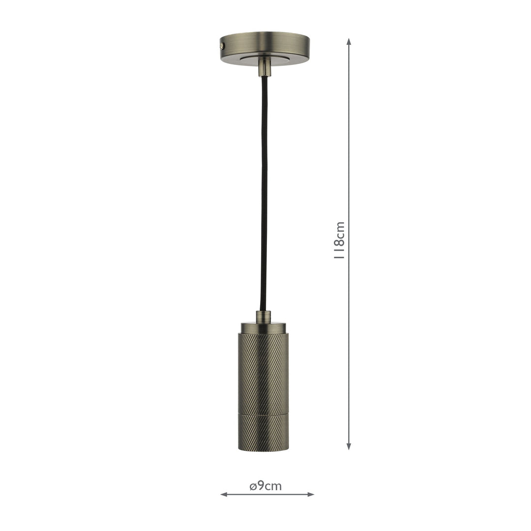 Dar SPK0167 1 Light E27 Suspension Knurled Antique Chrome