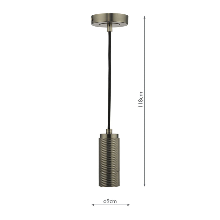Dar SPK0167 1 Light E27 Suspension Knurled Antique Chrome
