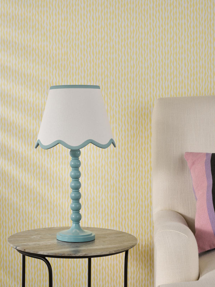 Dar SPO4223-POM1023 Spool Table Lamp Blue With Shade