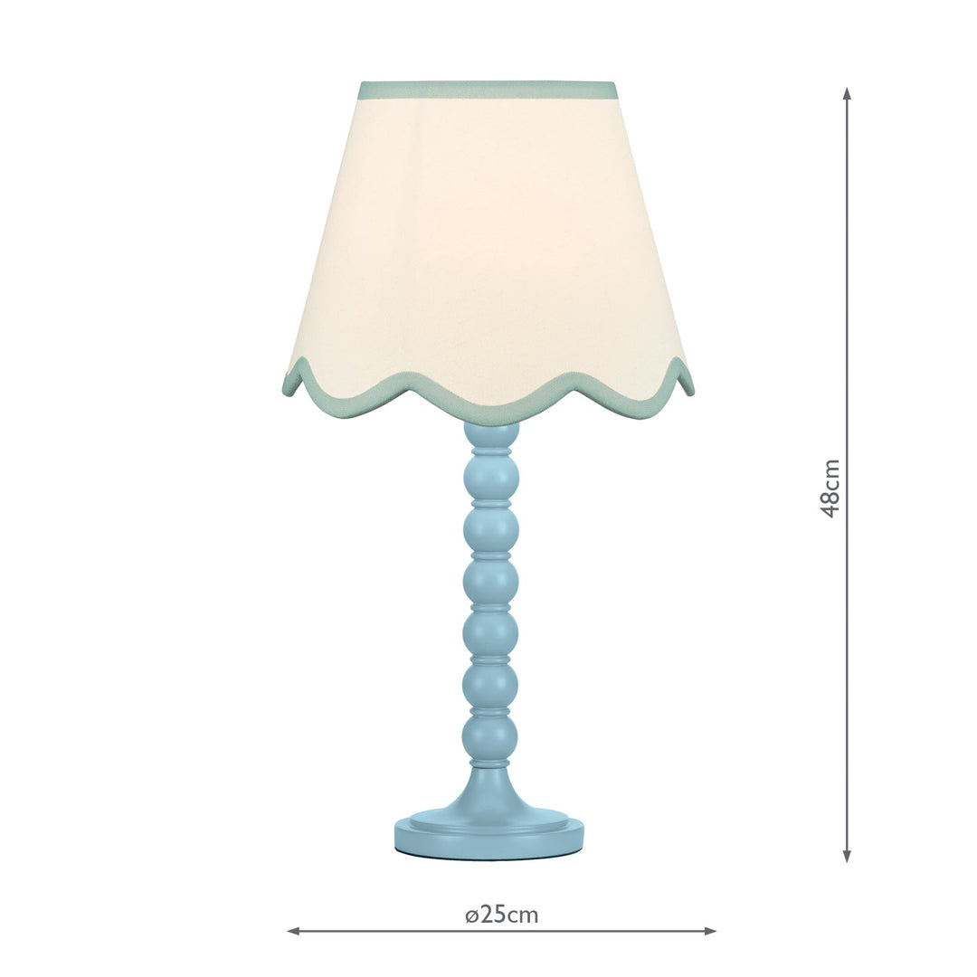 Dar SPO4223-POM1023 Spool Table Lamp Blue With Shade