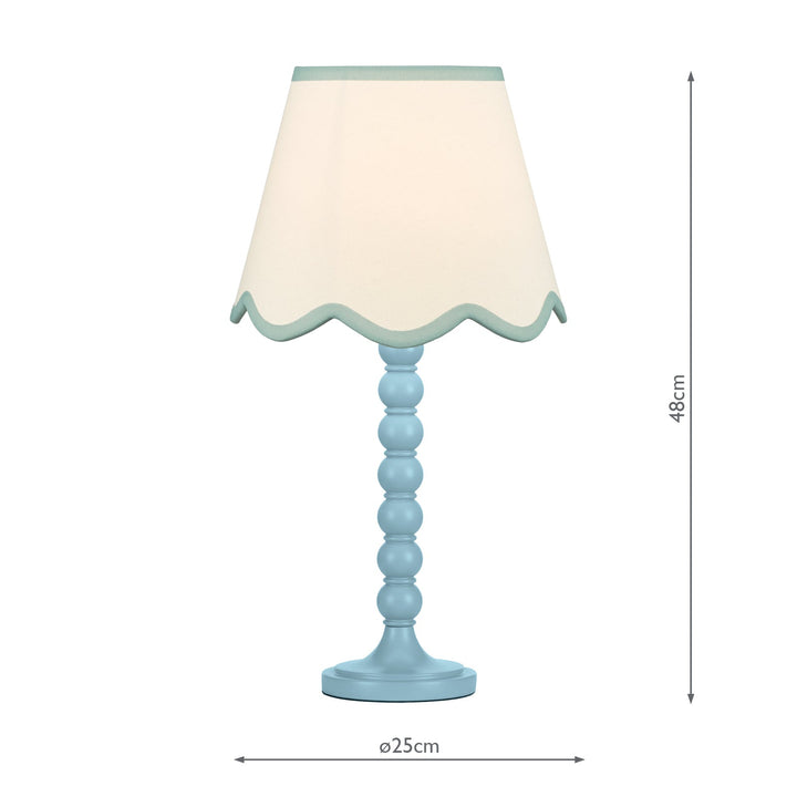 Dar SPO4223-POM1023 Spool Table Lamp Blue With Shade