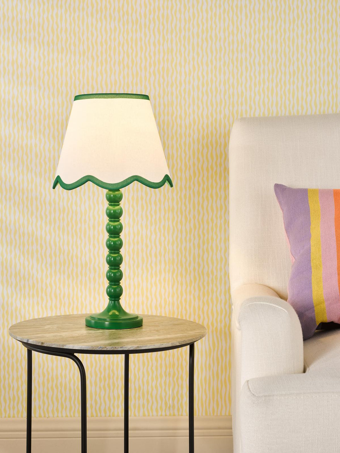 Dar SPO4224-POM1024 Spool Table Lamp Green With Shade