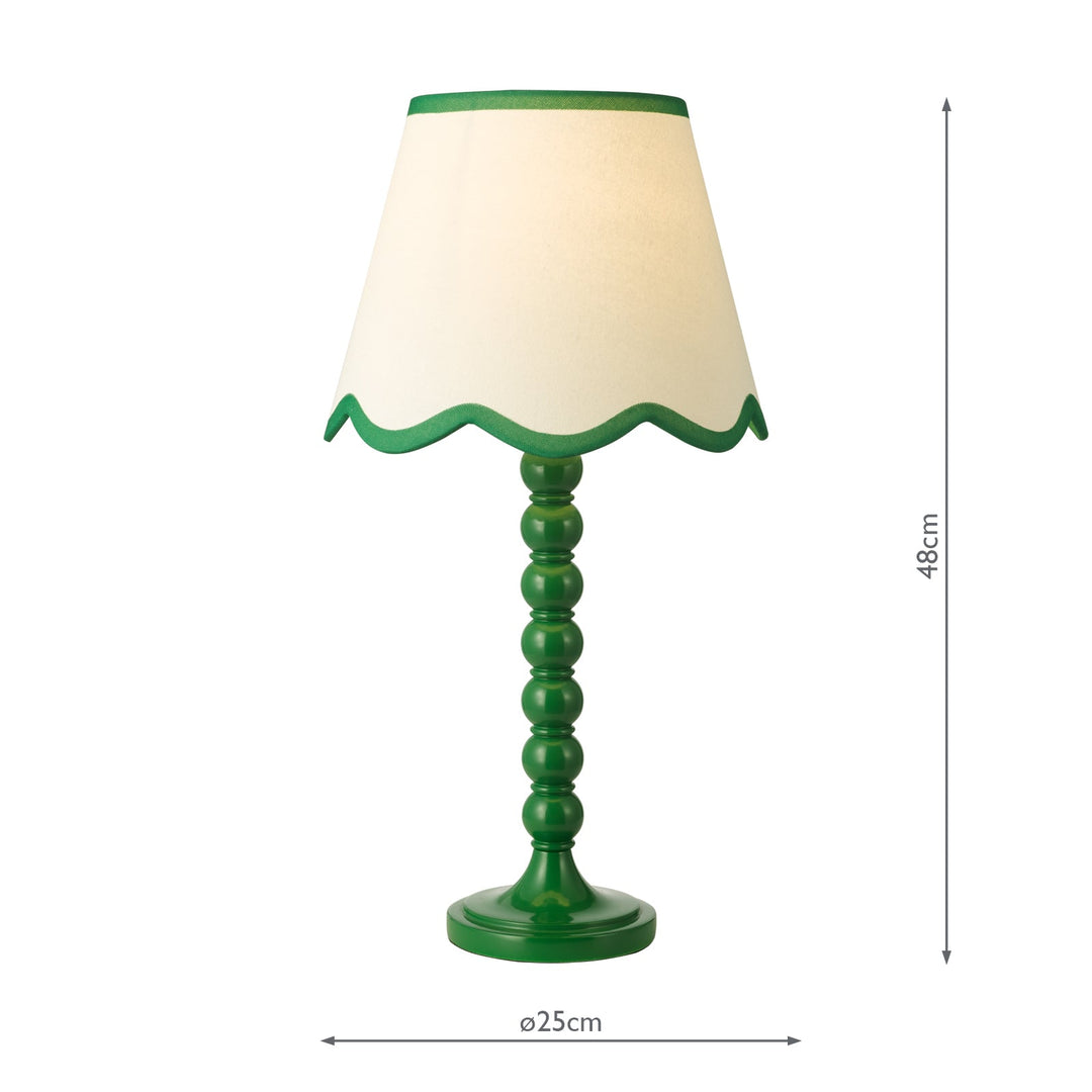 Dar SPO4224-POM1024 Spool Table Lamp Green With Shade