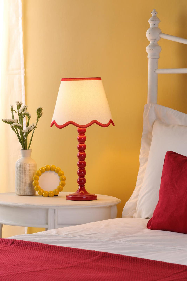 Dar SPO4225-POM1025 Spool Table Lamp Red With Shade