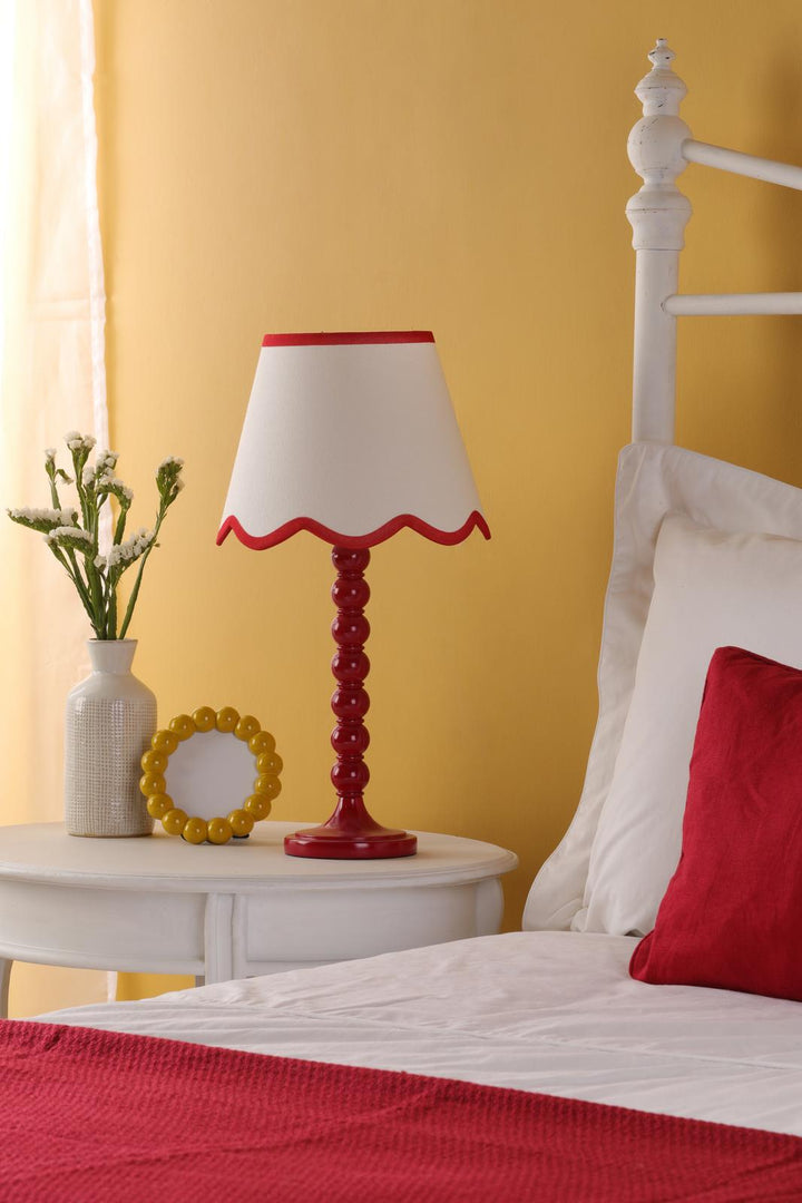 Dar SPO4225-POM1025 Spool Table Lamp Red With Shade