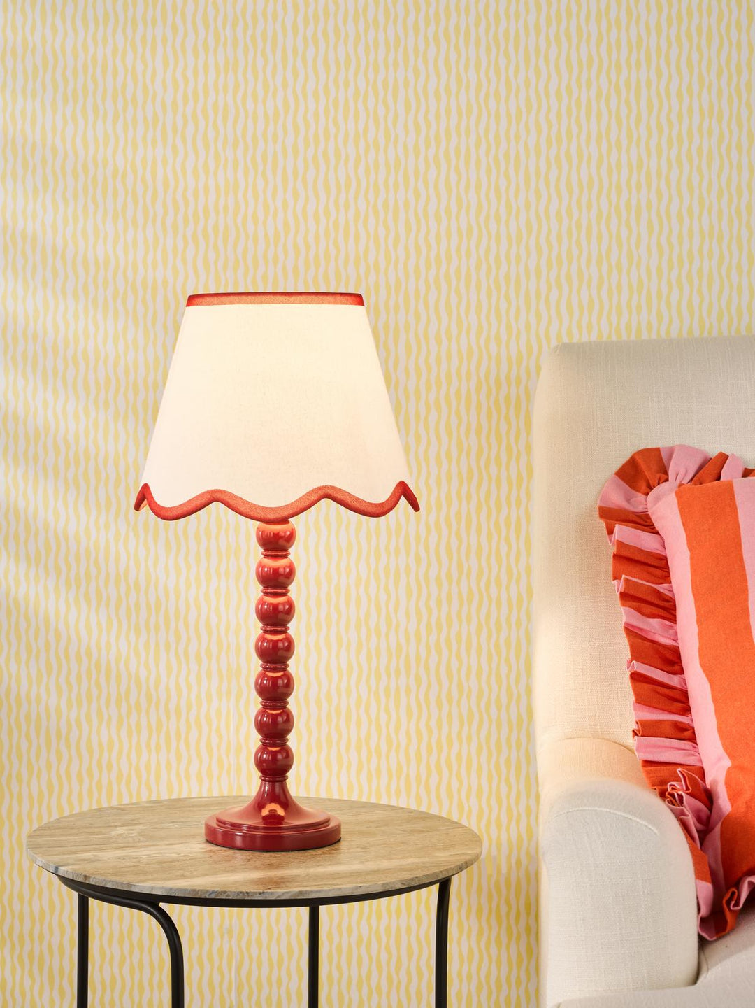 Dar SPO4225-POM1025 Spool Table Lamp Red With Shade