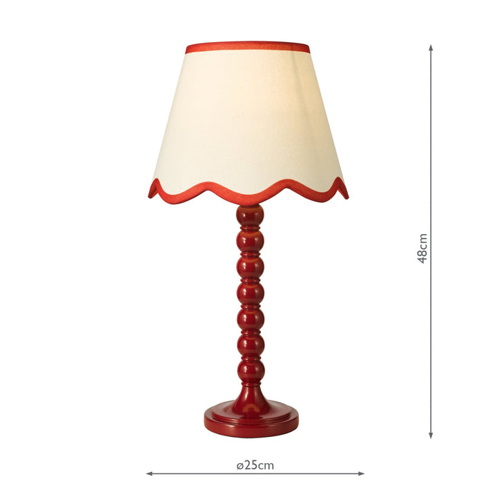 Dar SPO4225-POM1025 Spool Table Lamp Red With Shade