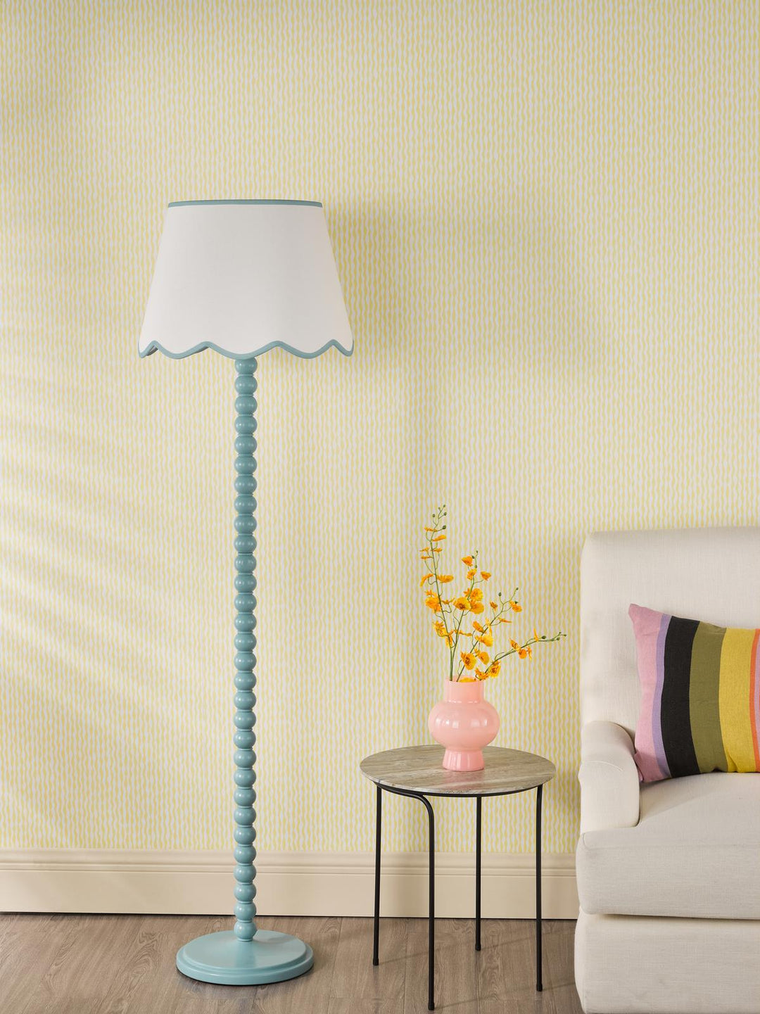 Dar SPO4923-POM1823 Spool Floor Lamp Blue With Shade