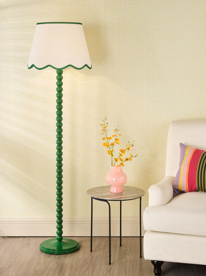 Dar SPO4924-POM1824 Spool Floor Lamp Green With Shade