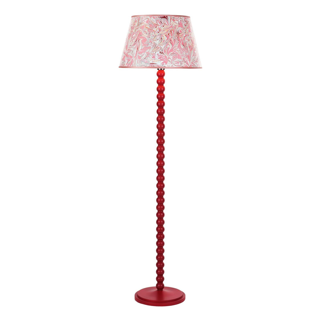 Dar SPO4925-FRI1725 Spool Floor Lamp Red With Shade