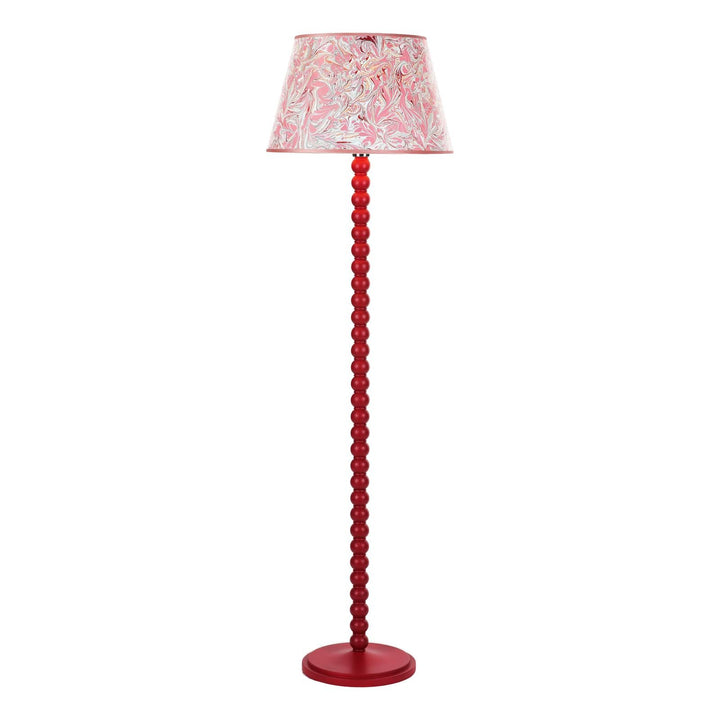 Dar SPO4925-FRI1725 Spool Floor Lamp Red With Shade