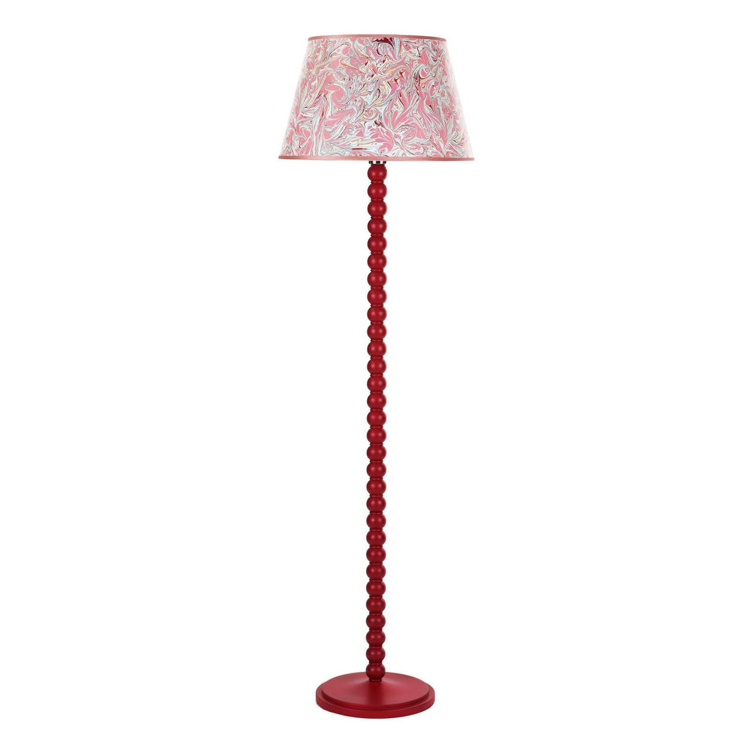 Dar SPO4925-FRI1725 Spool Floor Lamp Red With Shade